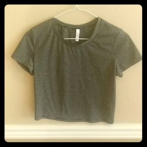 A black and white striped crop top